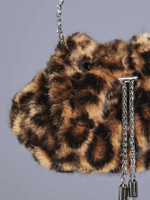 Bags*Mew Mews Fashion Adaja Leopard Faux Fur Bag