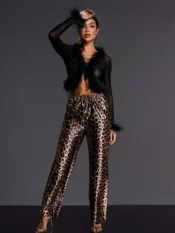 Tops*Mew Mews Fashion Adjoa Long Sleeve Feather Mesh Top