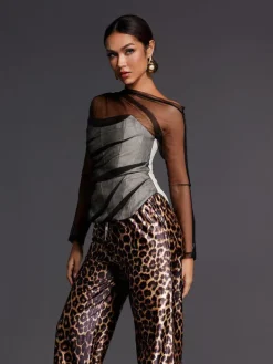 Tops*Mew Mews Fashion Admassu Corset Mesh Top