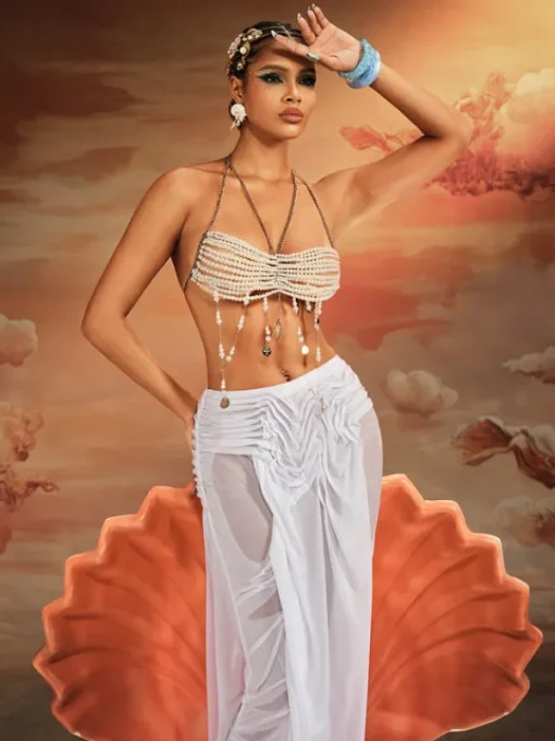 Beaded Wear | Tops*Mew Mews Fashion O/S Aither Fringe Pearl Beaded Bralette