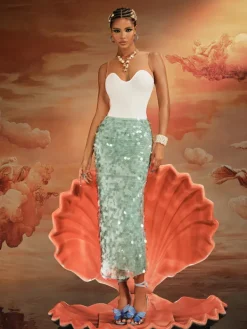 Skirts*Mew Mews Fashion Akeem Sequin Mermaid Scale Skirt
