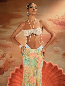 Beaded Wear | Tops*Mew Mews Fashion O/S Akilina Pearl Beaded Fringe Bralette