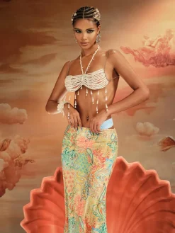 Beaded Wear | Tops*Mew Mews Fashion O/S Akilina Pearl Beaded Fringe Bralette