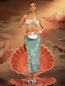 Beaded Wear | Tops*Mew Mews Fashion O/S Akram Fringe Pearl Beaded Bralette