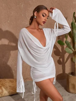 Sets & Co-ords*Mew Mews Fashion Alice Draped Mesh Skirt Set In White