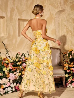 Dresses | Maxi Dresses*Mew Mews Alirio Halterneck Embroidered Flower Maxi Dress