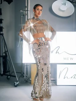 Sets & Co-ords | Embellishment*Embellishment Alvin Acrylic Fringe Skirt Set