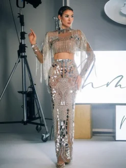 Sets & Co-ords | Embellishment*Embellishment Alvin Acrylic Fringe Skirt Set