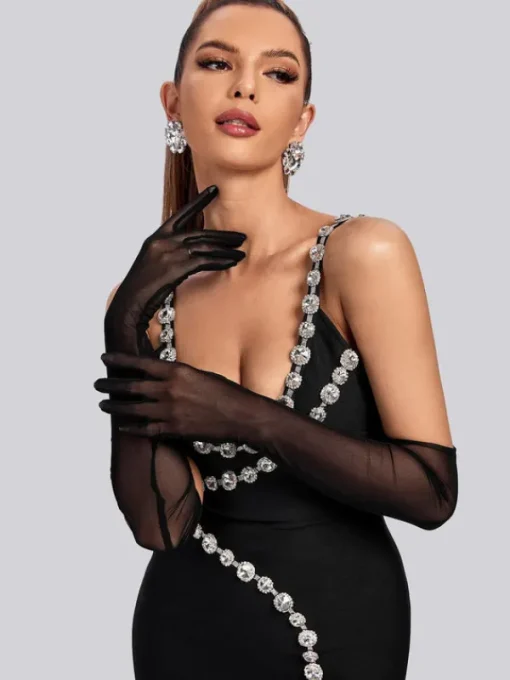 Gloves*Mew Mews Fashion O/S Armani Mesh Gloves In Black