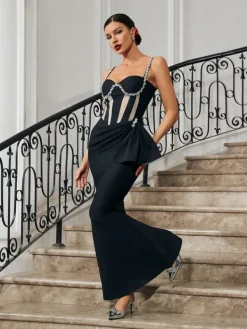 Dresses*Bandage Aroa Crystal Mermaid Dress