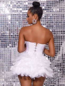 Sets & Co-ords*Mew Mews Fashion Axton Strapless Rhinestone Feather Skirt Set