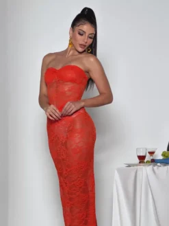 Dresses | Maxi Dresses*Mew Mews Fashion Benjamen Strapless Ruched Lace Maxi Dress