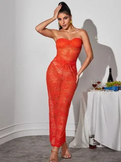 Dresses | Maxi Dresses*Mew Mews Fashion Benjamen Strapless Ruched Lace Maxi Dress