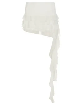 Skirts*Mew Mews Fashion Brinzara Ruffle Draped Skirt In White