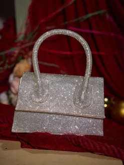 Bags*Mew Mews Fashion Caleo Crystal Clutch In Silver