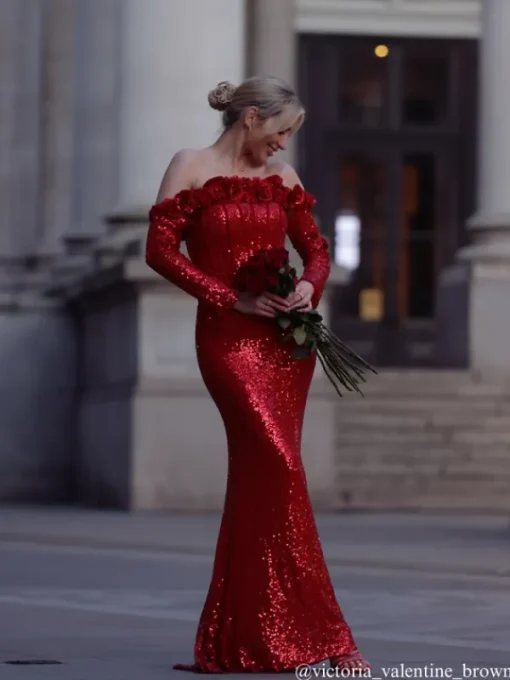 Embellishment | Dresses*Lu Yili Catherynne Off Shoulder Flower Sequin Maxi Dress