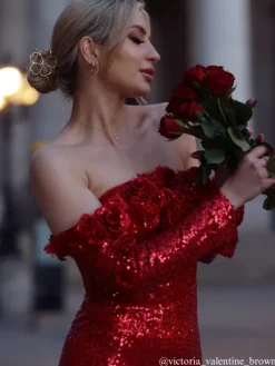 Embellishment | Dresses*Lu Yili Catherynne Off Shoulder Flower Sequin Maxi Dress