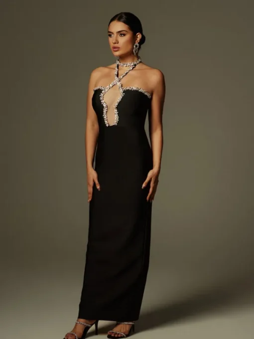 Dresses | Maxi Dresses*Bandage Cornie Halterneck Rhinestone Maxi Dress