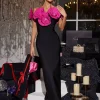 Dresses | Maxi Dresses*Bandage Creed Off Shoulder Flower Dress In Hot Pink