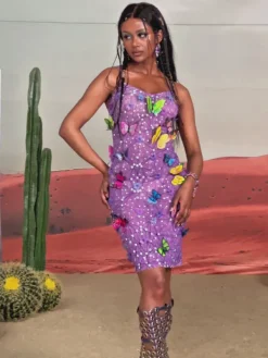 Embellishment | Dresses*Embellishment Dariel Butterfly Rhinestone Embellished Mini Dress