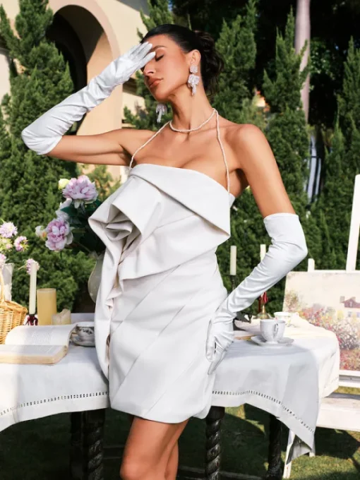 Dresses | Mini Dresses*Mew Mews Fashion Darlita Strapless Flower Ruched Mini Dress