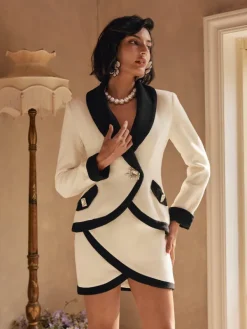 Blazers | Sets & Co-ords*Mew Mews Fashion Dawnyelle Long Sleeve Rhinestone Skirt Set