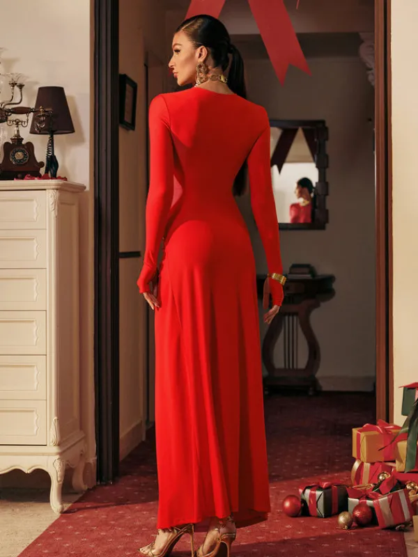 Dresses | Maxi Dresses*Mew Mews Fashion Despo Long Sleeve Pearl Ruched Maxi Dress