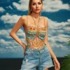 Beaded Wear | Tops*Mew Mews Fashion O/S Dichen Gemstone Beaded Bralette