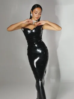 Dresses | Midi Dresses*Jiu Bajia O/S Eadward Strapless Metallic Midi Dress In Black