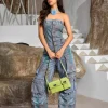 Jumpsuits & Romper*Mew Mews Fashion Eden Strapless Pocket Denim Jumpsuit In Green