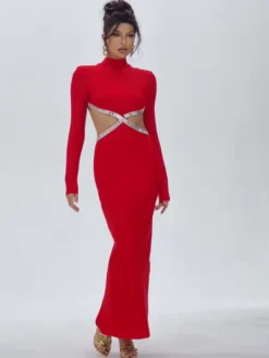 Dresses | Maxi Dresses*Bandage Ephai Rhinestone Cutout Dress In Red
