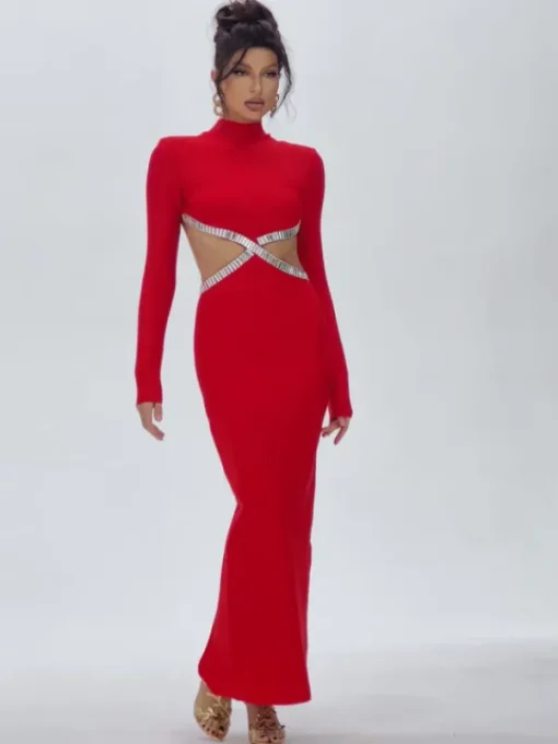 Dresses | Maxi Dresses*Bandage Ephai Rhinestone Cutout Dress In Red