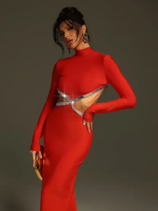 Dresses | Maxi Dresses*Bandage Ephai Rhinestone Cutout Dress In Red