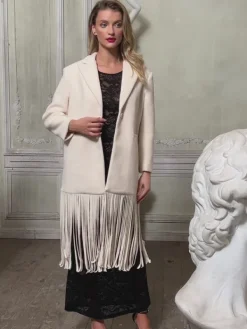 Coats & Jackets*Mew Mews Fashion Esclarmonde V Neck Fringe Woolen Coat