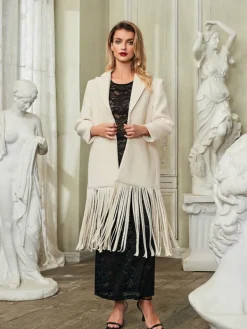 Coats & Jackets*Mew Mews Fashion Esclarmonde V Neck Fringe Woolen Coat