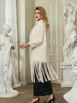 Coats & Jackets*Mew Mews Fashion Esclarmonde V Neck Fringe Woolen Coat