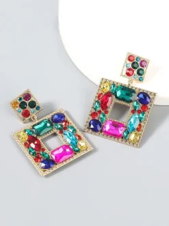 Earrings*Mew Mews Fashion Gem Door Knocker Statement Earrings