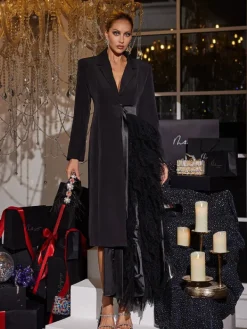 Coats & Jackets*Mew Mews Fashion Haban Tulle Trimmed Lapel Coat