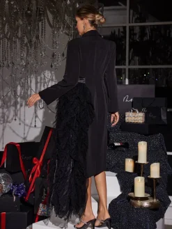 Coats & Jackets*Mew Mews Fashion Haban Tulle Trimmed Lapel Coat