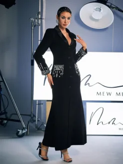 Dresses | Maxi Dresses*Mew Mews Fashion Hassan Rhinestone Blazer Dress In Black