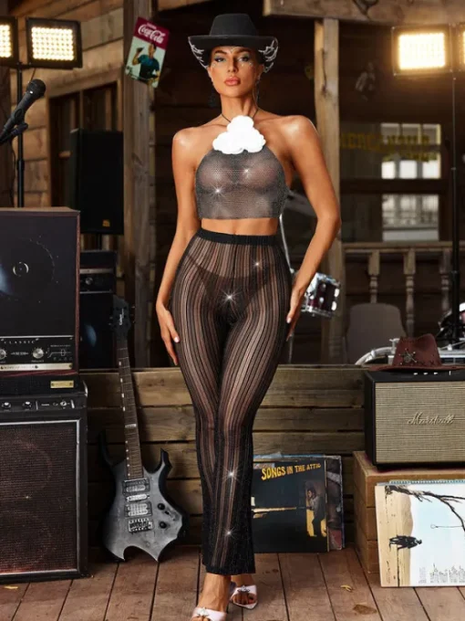 Pants & Shorts*Mew Mews Fashion Hilaria See Through Glitter Pants