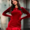 Dresses*Mew Mews Fashion Hiraku Ruffle Velvet Mini Dress