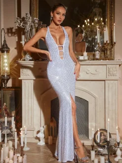 Dresses | Maxi Dresses*Mew Mews Fashion Iduia Backless Cutout Rhinestone Maxi Dress