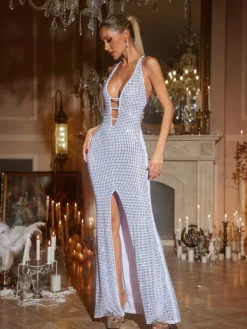 Dresses | Maxi Dresses*Mew Mews Fashion Iduia Backless Cutout Rhinestone Maxi Dress