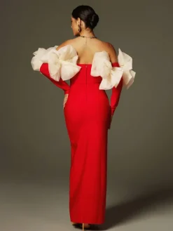 Dresses | Maxi Dresses*Bandage Ifra Off Shoulder Flower Maxi Dress In Red