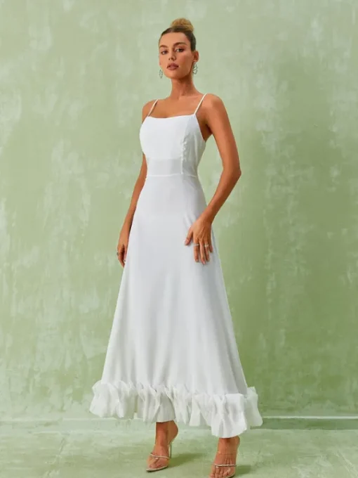 Dresses*Mew Mews Fashion Ilsa Spaghetti Maxi Dress In White