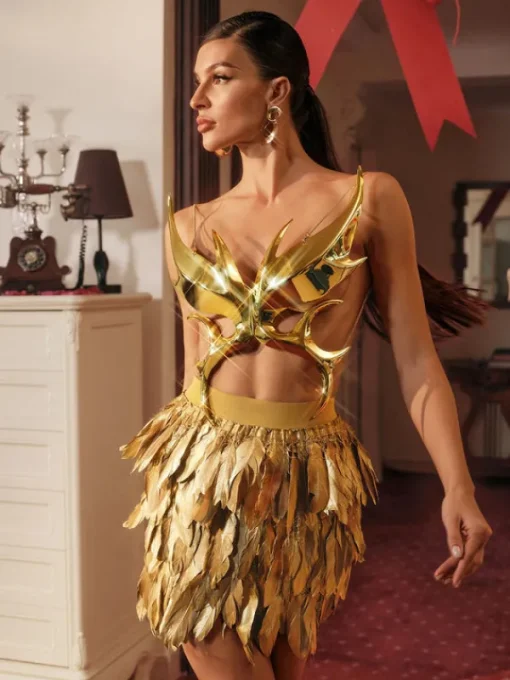 Armor Tops | Tops*Mew Mews Fashion O/S Ilya Butterfly Glossy Armor Top In Gold
