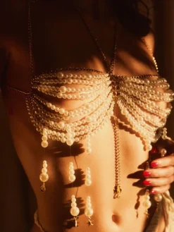 Beaded Wear*Mew Mews Fashion O/S Irving Fringe Pearl Beaded Bralette