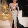 Dresses*Mew Mews Fashion Isak Long Sleeve Flower Cutout Sequin Dress