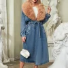 Coats & Jackets*Mew Mews Fashion Ishtar Faux Fur Collar Denim Coat